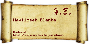 Havlicsek Blanka névjegykártya